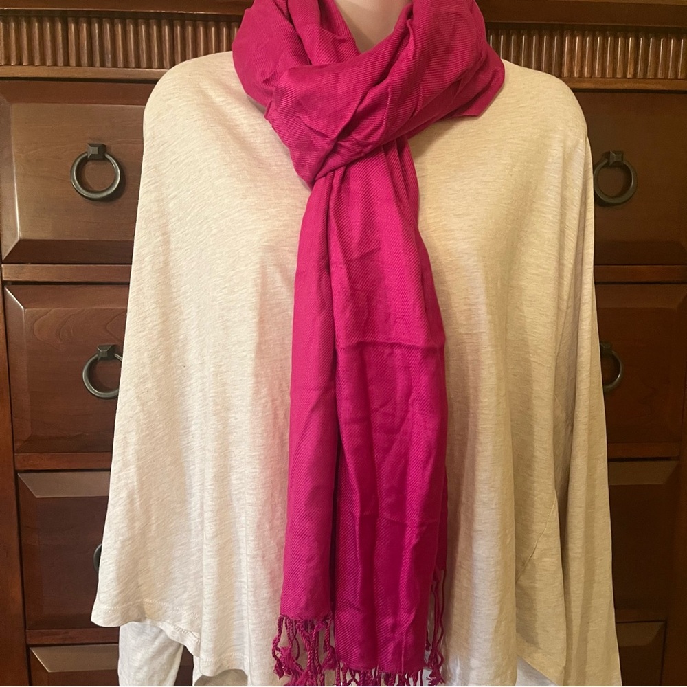 *FREE with bundle! Set of two: Hot Pink & Floral Pink Scarves - Picture 2 of 9